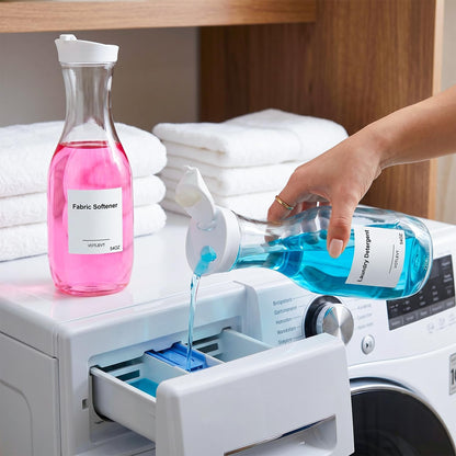 54 OZ Laundry Detergent Dispenser, Laundry Soap Dispenser, Liquid Laundry Detergent Container and Organizer, Clear Plastic Fabric Softener and Laundry Powder Dispenser for Laundry Room, 2Pack