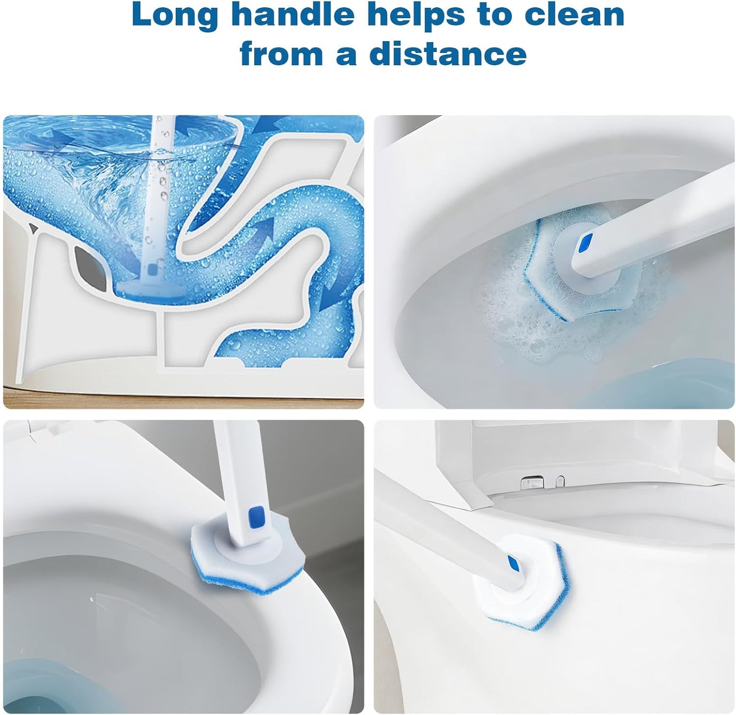 Disposable Toilet Brush with 48 Refills,Cleaning wand,No-Touch Hygienic Cleaning System