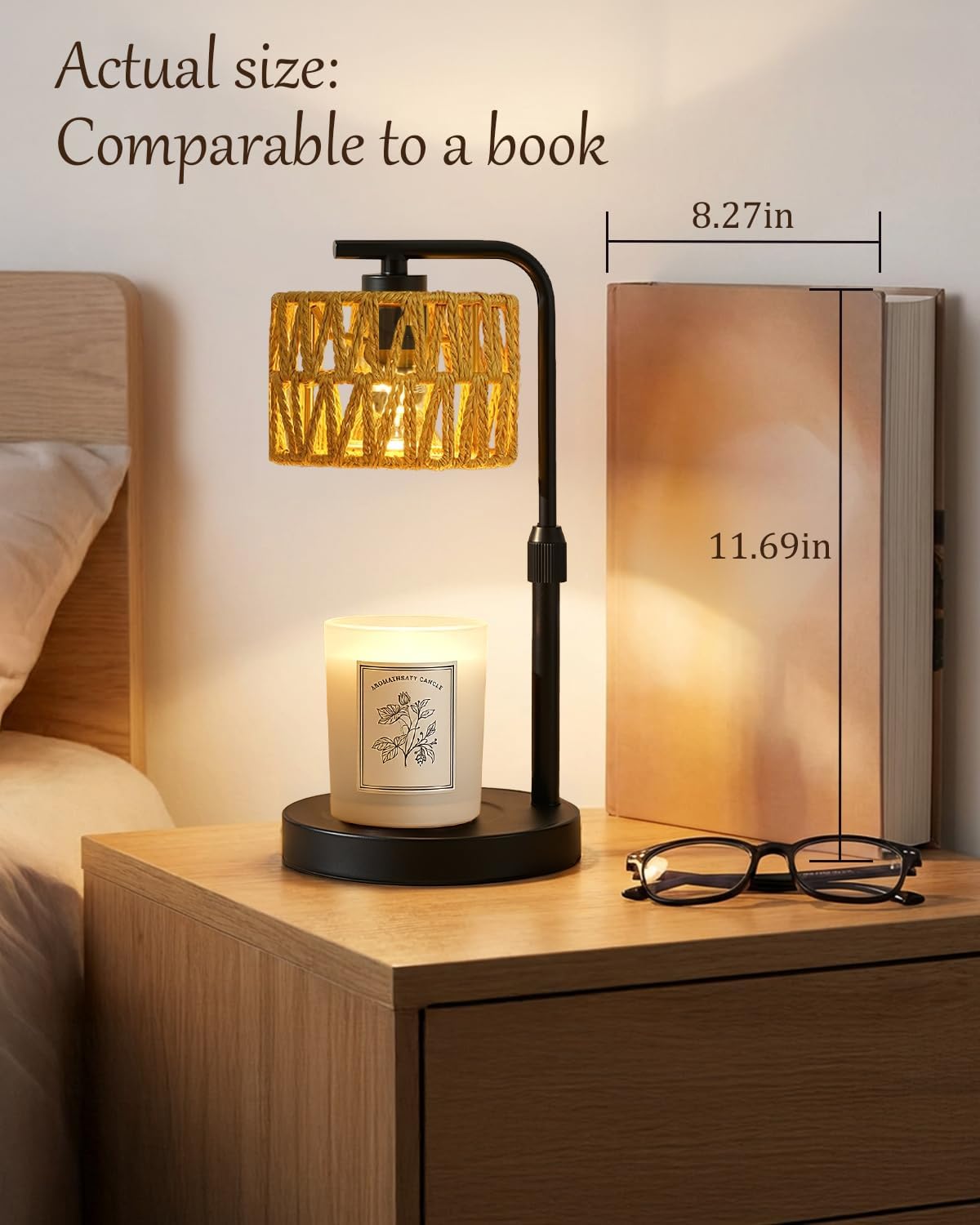 Candle Warmer Lamp with Timer Dimmer, Height Adjustable Modern Farmhouse Candle Warmer, Electric Candle Lamp Warmer with 2 Bulbs, Birthday Gifts for Women Mom, Gift for Home Decor