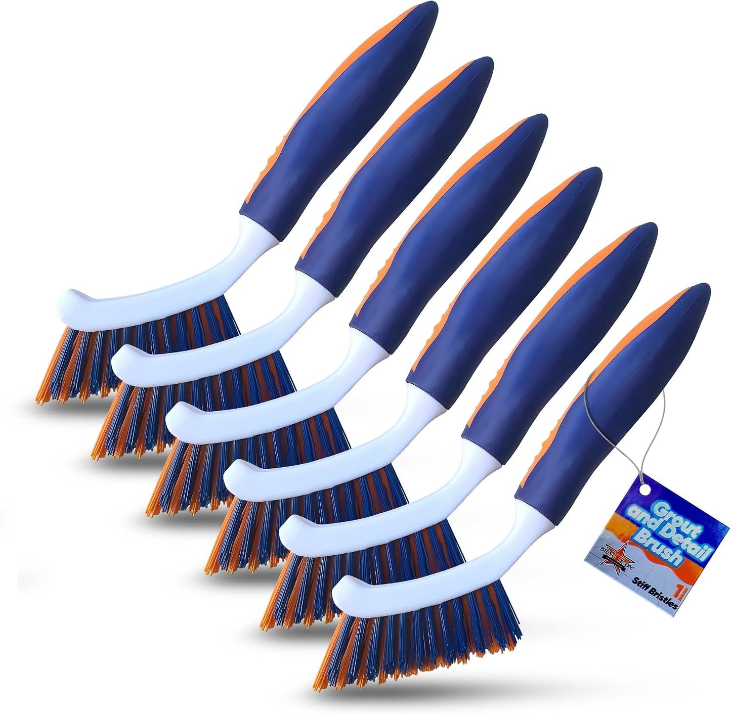 Bring It On Grout Cleaning Brush – Crevice Cleaning Brush with Stiff Nylon Bristles – Heavy-Duty Grout and Tile Cleaner Brush – Scrubbing Brush for Corners, Bathroom, Kitchen, Crevice Gaps