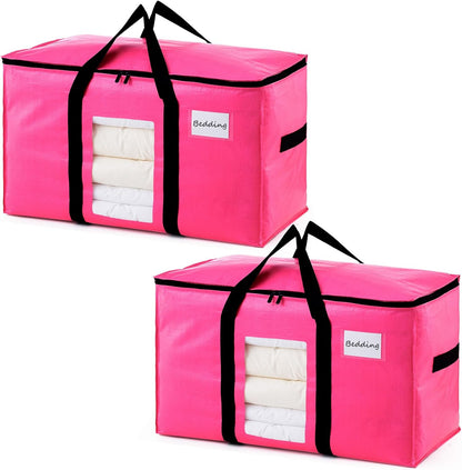 TAILI Extra Large Moving Bags, 4 Pack Blue Heavy Duty Totes For Storage with Visible Window, Wrap Around Handles, Storage Bags for Space Saving, Alternative to Moving Boxes