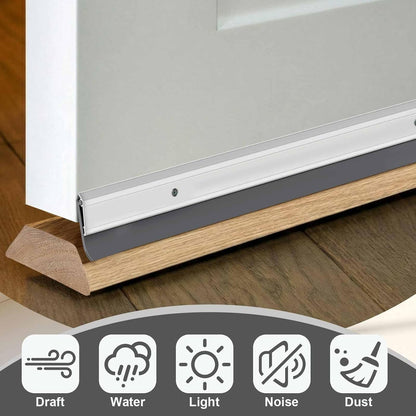 FoldTier 4 Pcs Slotted Door Sweep for Bottom of Door Exterior and Interior, 2-1/8 x 36 Inch, Aluminum Threshold Seal with Flexible Split Rubber, Weather Stripping Draft Dust Noise Stopper