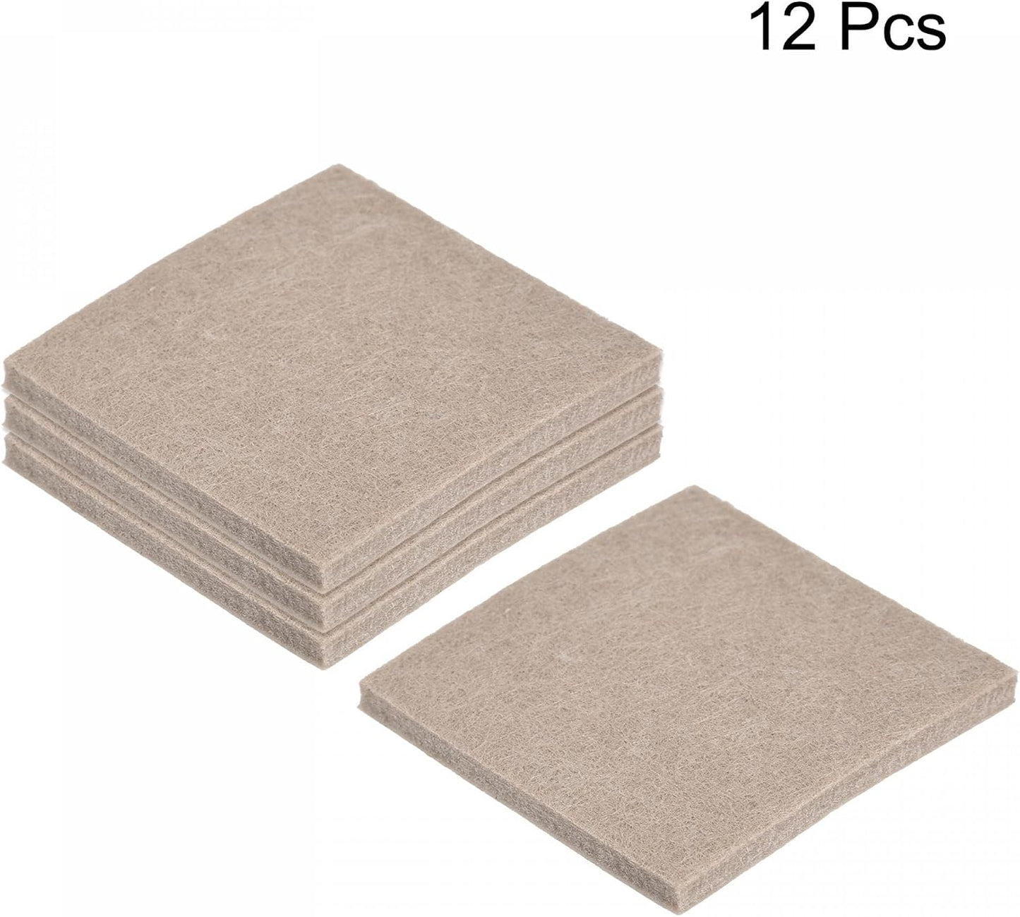 uxcell Felt Furniture Pads Self Adhesive Square Furniture Felt Pads, Anti Scratch Floor Protectors for Furniture Legs Hardwood Floor 2 Inch x 2 Inch Beige 12pcs