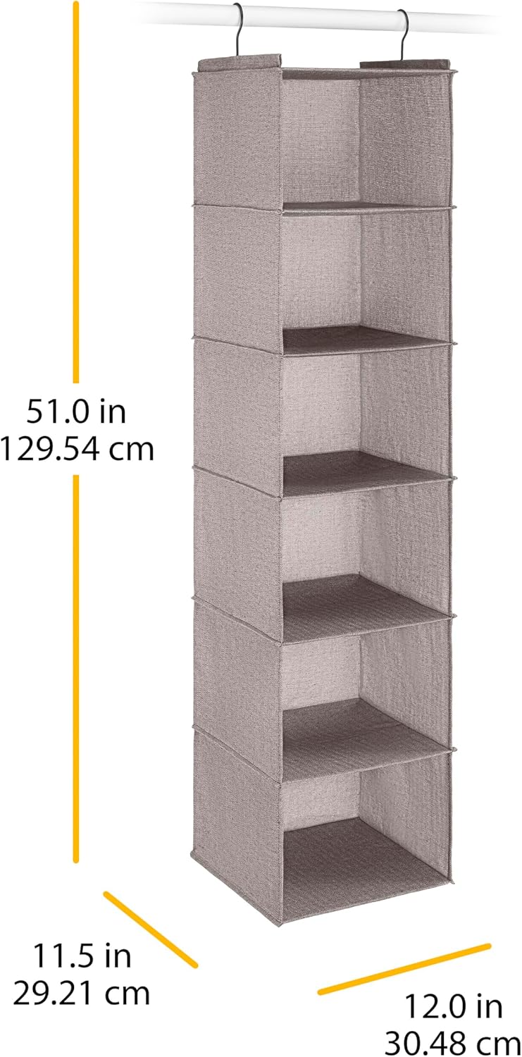 Whitmor 5 Section Closet Organizer - Hanging Shelves with Sturdy Metal Frame