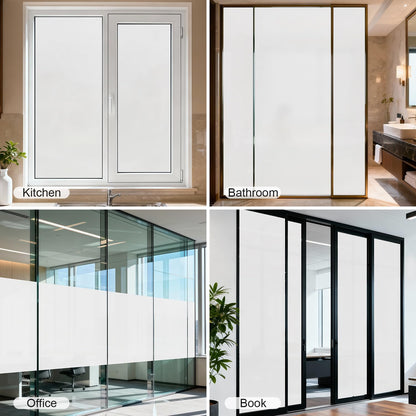 Frosted Window Film, Removable Glass Door Privacy Film, Suitable for Bathrooms, Offices, Static Cling Decorative Film, Reusable Window Stickers (Pure, 17.5X78.7 Inch)