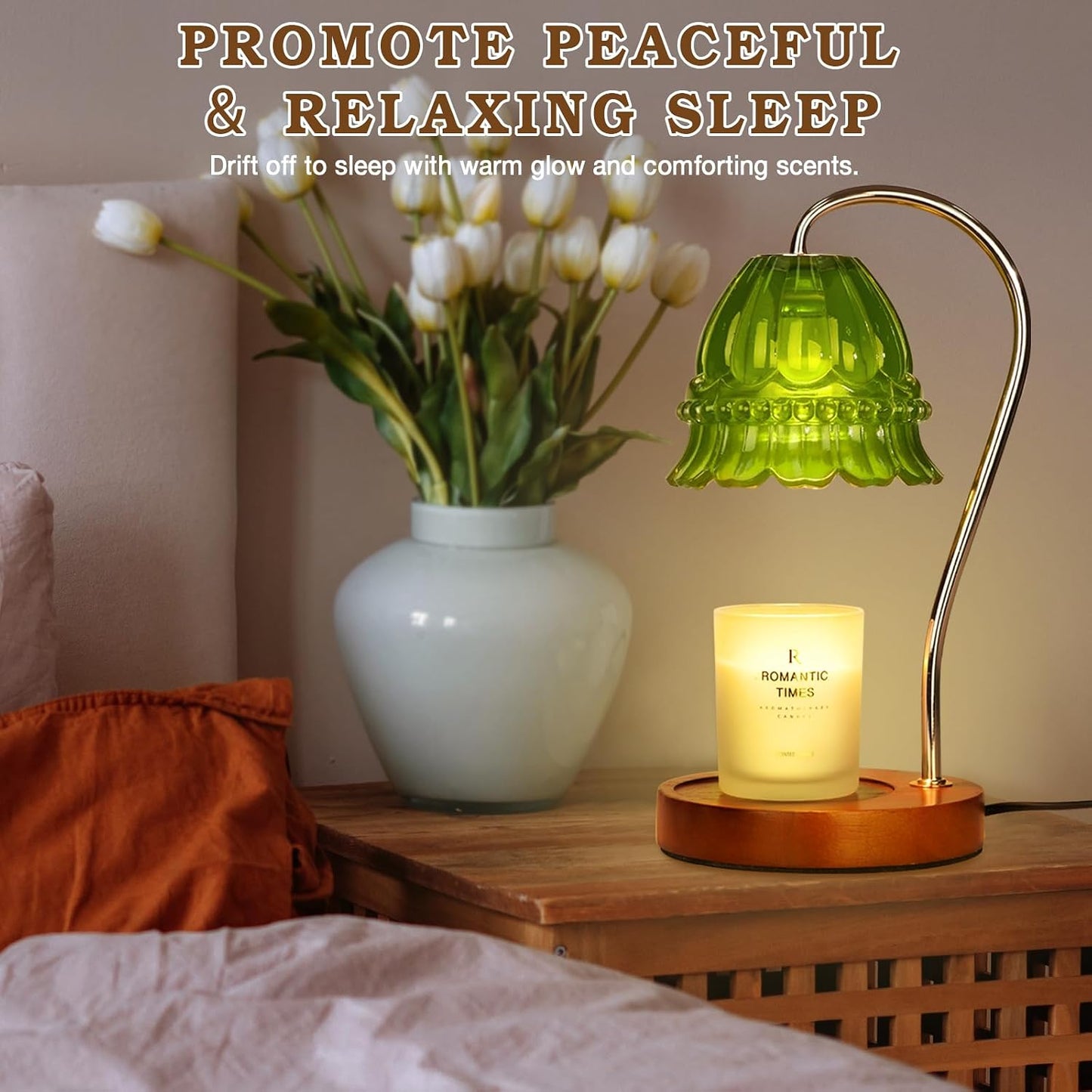 Funistree Flower Candle Warmer Lamp with Timer, Dimmable Candle Lamp Warmer, Christmas Birthday Gifts for Women Mom Her, Housewarming Home Decor, Lotus Wax Warmer for Yankee Candles - Lily Amber