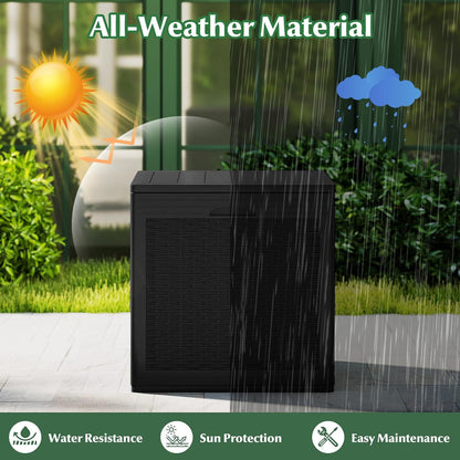 Tangkula 25 Gallon Waterproof Outdoor Storage Box with Lockable Lid | PP Resin, Wicker Patterned, Indoor Outdoor Use, Portable, Versatility, for Deck, Pool, Patio Cushions, Garden Tools