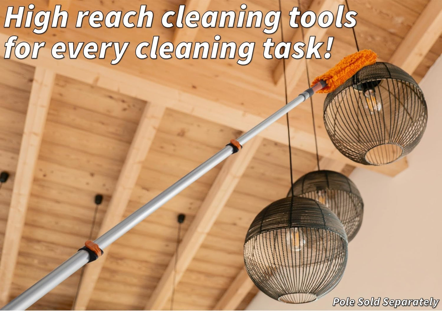 Dusting Kit for Extension Pole or by Hand (Pole Sold Separately) | Includes 3 Twist-On Attachments: Cobweb Brush, Feather Duster, Flexible Ceiling Fan Duster