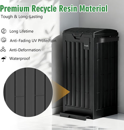 Outdoor Storage Box, 60 Gallon Waterproof Deck Box, Lockable Storage Container, Built-in Reinforcing Metal Rod Outside Resin Bin for Patio, Garden, Poolside and Garage