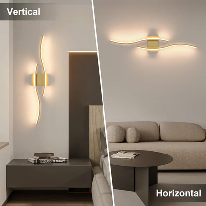 KARTOOSH Battery Operated Wall Sconces Set of Two with Remote Control, Dimmable/3 Colors/Night-Light/Timer/Memory, Gold Modern Wireless LED Sconce for Living Room, Hallway, Bedroom, 27.5 Inch (2 Pack)