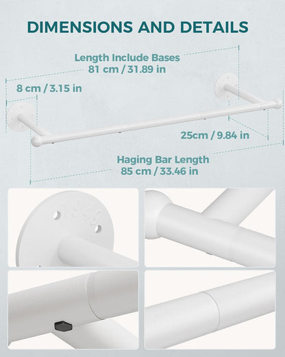 OROPY 33" Industrial Pipe Clothing Rack, Wall Mounted Clothes Rack | Closet Rods for Hanging Clothes, Multi-purpose Hanging Rod for Laundry Room, Bedroom and Closet Storage