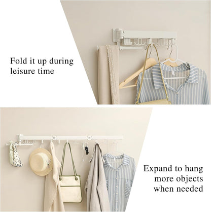 RFOUO Wall Mounted Clothes Drying Rack,Drying Rack Clothing Wall Mount with Foldable Features(Tri-Fold),Space Saver,Wall Mounted Drying Rack for Laundry Balcony Bathroom (White)