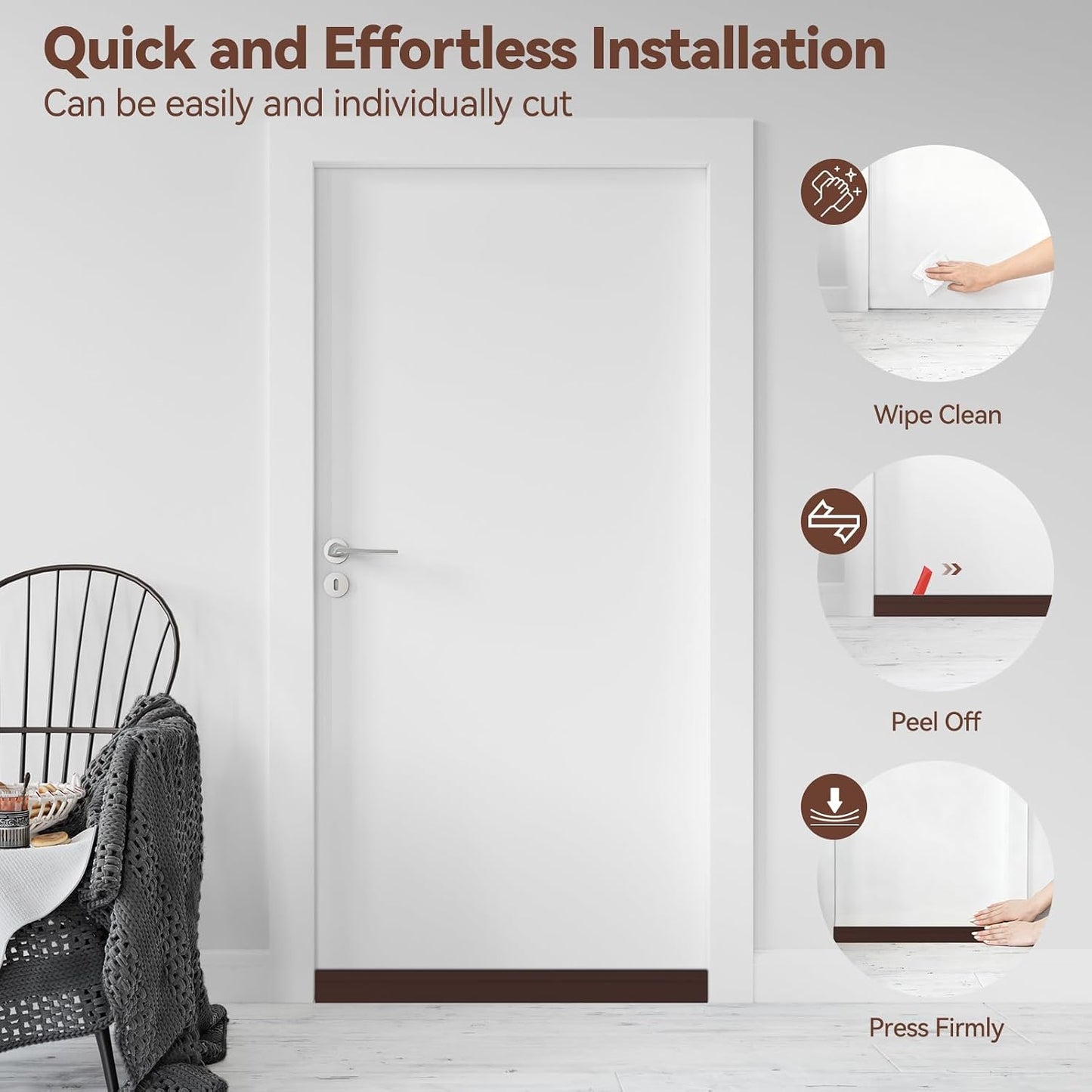 Door Draft Stopper, Ohuhu 39"L x 2"W Silicone Weather Stripping Under Door Seal for Exterior Interior Doors, 1" Widened Strong Adhesive, Soundproof Door Sweep Strip to Block Cold, Noise, Light Pests