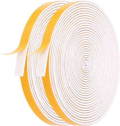 Door Weather Stripping-3 Rolls, 1/2 Inch Wide X 1/2 Inch Thick Total 20 Feet Long, Adhesive Foam Seal Tape for Window Insulation(6.5ft x 3 Rolls)