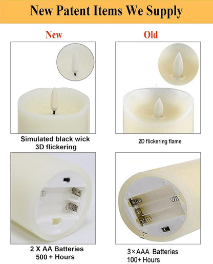 ANGELLOONG Flickering Flameless Candles, Realistic Battery Operated Candles with Remote and Timer, Set of 3 LED Candles for Room Fall Home Wedding Decor Centerpieces Table Party Valentines Decorations