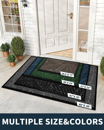 Yimobra Front Door Mat Outdoor Indoor, 29.5x17 All-Season Waterproof Door Mat Outside Entrance, All-Weather Non-Slip Outside Doormat for Garage Patio Entryway, Brown