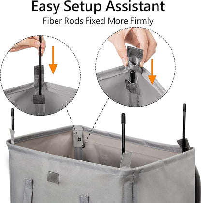 WOWLIVE 180L Laundry Hamper with Lid 3 Section,Large Laundry Basket with Removable Bags and Handles,Collapsible Dirty Clothes Hampers for Laundry,Laundry Basket Organizer for Laundry Room,Dorm,Beige