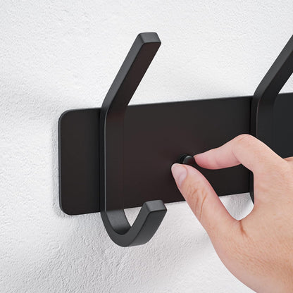VAEHOLD Black Hat and Coat Wall Mount Rack - 3 Hooks for Robes, Bags, Keys, and Towels - Bathroom Towel Hanger Organizer (1 Pack)