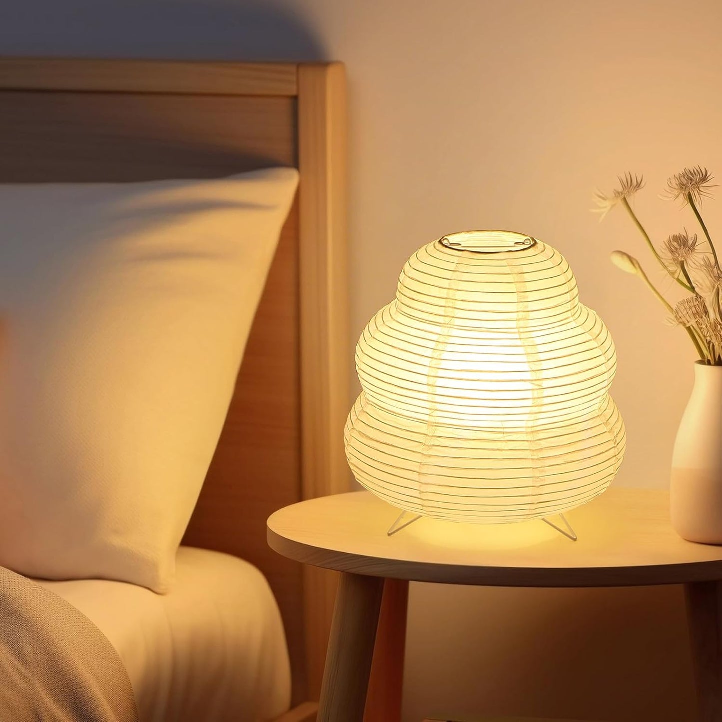 Small Rice Paper Lamp, Japanese Lamp Lantern Table Lamp, Paper Table Lamp, Lantern Lamps for Desk Bedrooms Bedside Night Light (Tower)