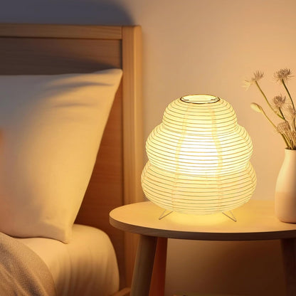 Small Rice Paper Lamp, Japanese Lamp Lantern Table Lamp, Paper Table Lamp, Lantern Lamps for Desk Bedrooms Bedside Night Light (Tower)
