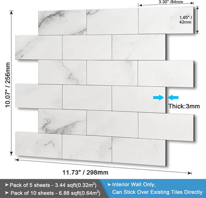 BeNice Peel and Stick Backsplash for Kitchen,Bathroom Wall Backsplash Tile Peel and Stick Shower Tiles Waterproof(10sheets,Rustic Beige)