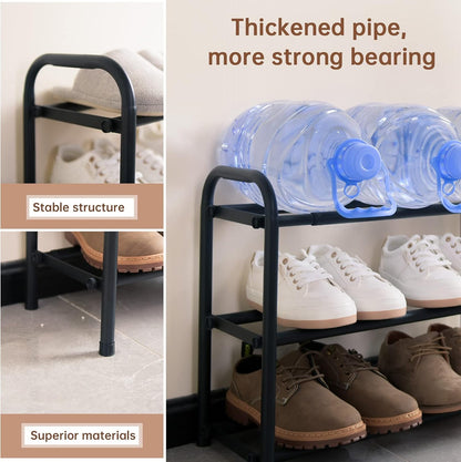 Gonfoam Shoe Rack for Closet, Expandable Shoe Organizer Storage Shelf, Adjustable Metal Free Standing Small Closet Shoe Rack for Entryway, Doorway (2-Tier Black)