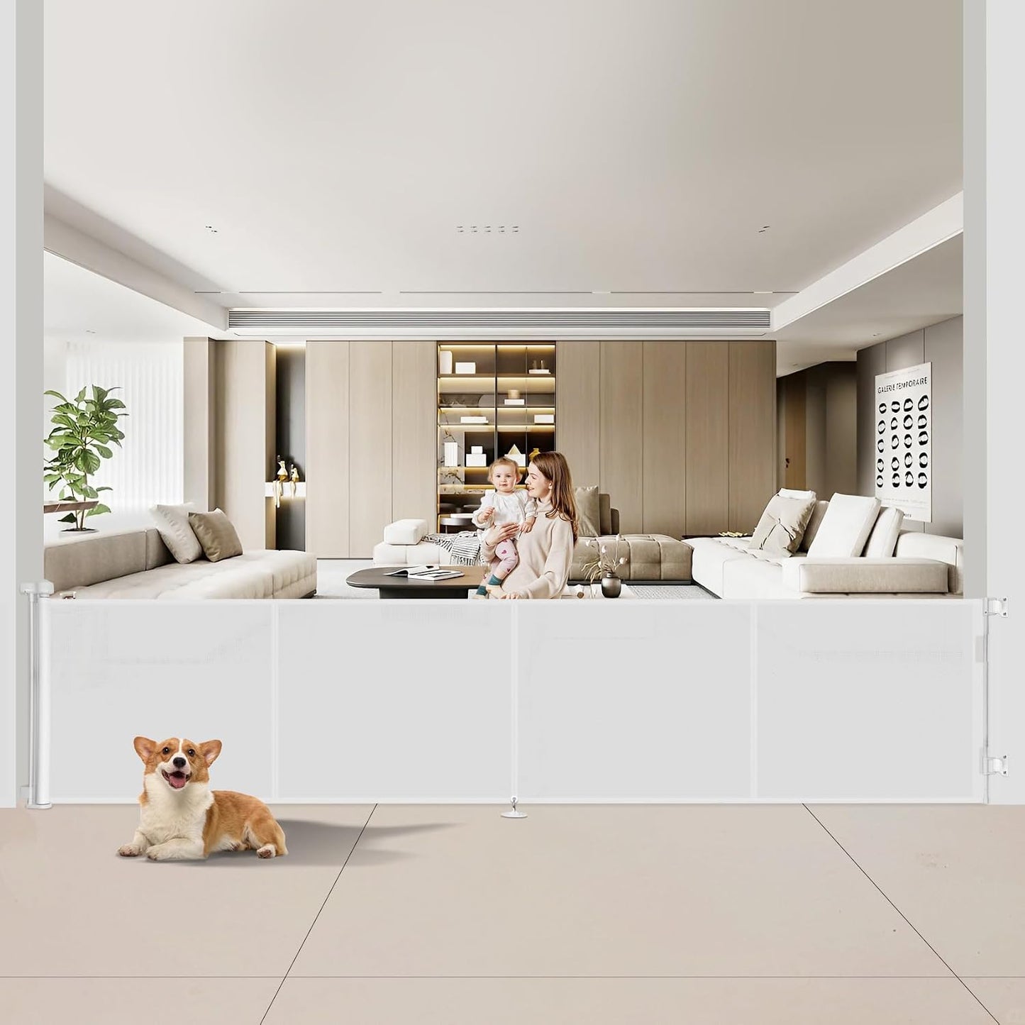 Miumoon 71 inch Retractable Baby Gates 42 inch Tall, Retractable Gate with Reinforced Strip Design to Prevent Crawling Through, 6 FT Retractable Dog Gate for Stairs, Doorways, Hallways, Indoor/Outdoor