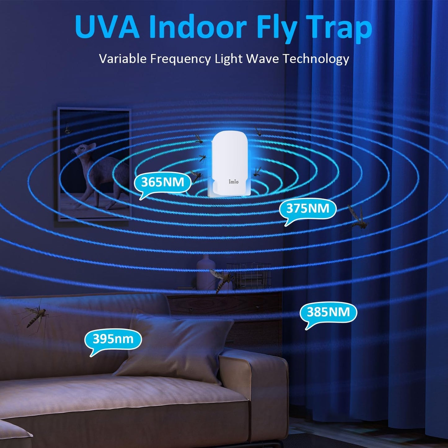 Bug Zapper Indoor Fly Trap Plug-in Flying Insect Catcher for Gnats Moths Fruit Flies & Mosquitoes UV Light Sticky Bug Killer for Home, Kitchen, Plants Non-Toxic & Silent (1 Device + 3 Refills)