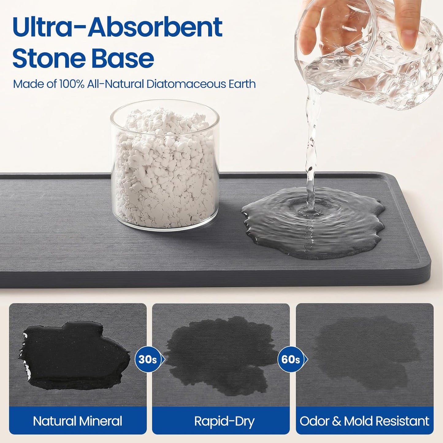 Extra Large Kitchen Sink Caddy Organizer, Stainless Steel Sponge Holder for Kitchen Sink with Brush Holder, Diatomite Stone Sink Tray for Soap Dispenser, Sponge, Kitchen Essentials and Gadgets, Black