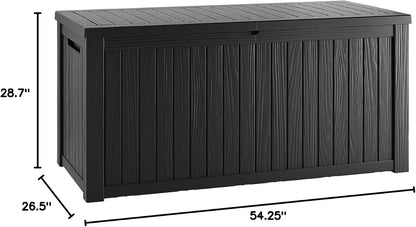 TARKARI 320 Gallon Lockable Resin Deck Box, Waterproof & UV-Resistant Outdoor Storage Box for Outdoor Cushion Storage, Garden Tools & Pool Accessories Storage, Black