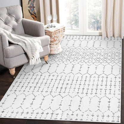 Lahome Moroccan Entry Rug 2x3, Non-Slip Washable Front Indoor Door Mat Rubber Backing Low-Profile Door Rugs, Small Geometric Print Distressed for Entryway Bathroom Kitchen, Black Hana