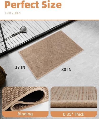 PADOOR Non-Slip Bath Mat With Rubber-Backing, Braided Absorbent Machine Washable Thin Rug for Bathroom Floor, Quick Dry, Fits Under Door, 17''x24'' Beige