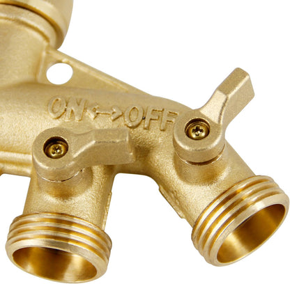 Triumpeek 4 Way Brass Hose Splitter, Heavy Duty 4-Way Garden Hose Connector 3/4 Inch, Solid 4 way hose adapter