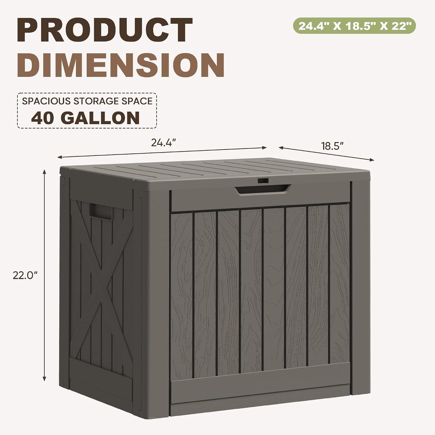 Greesum 31 Gallon Resin Deck Box All Weather Outdoor Storage Boxes for Patio Furniture Set,Outdoor Toys,Garden Tools,Black