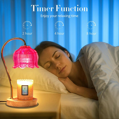 Flower Candle Warmer Lamp with Timer & Dimmer - Fits All Jar Scented Candles - Christmas & Mother's Day Gift for Women，Mom，Her