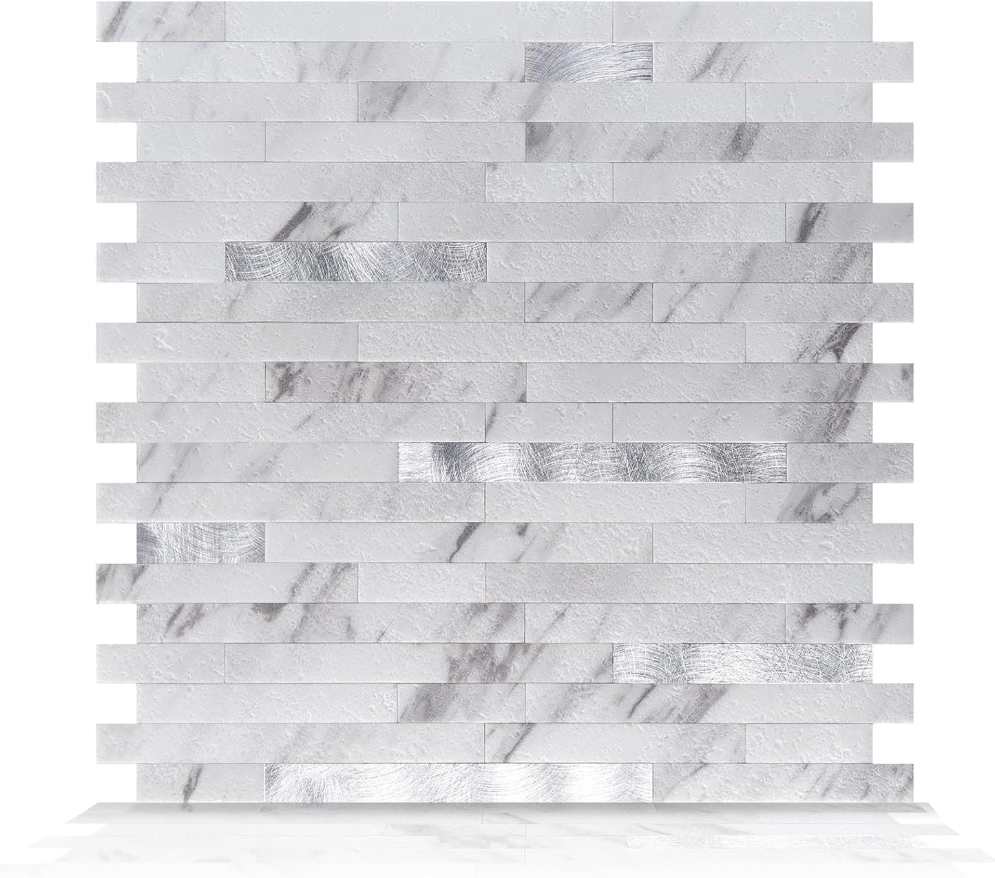 Art3d 10-Sheet Peel and Stick Backsplash Tile for Kitchen Bathroom Fireplace Laundry Room in White Slate with Gold Studded