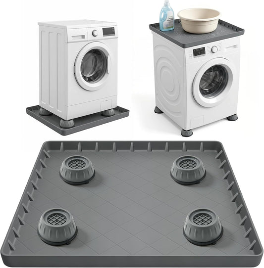 32"x31"x1" Washing Machine Drip Pan – Silicone Leak Proof Tray with 4 Anti Vibration Pads, Floor Protection for Washer, Dryer, Refrigerator
