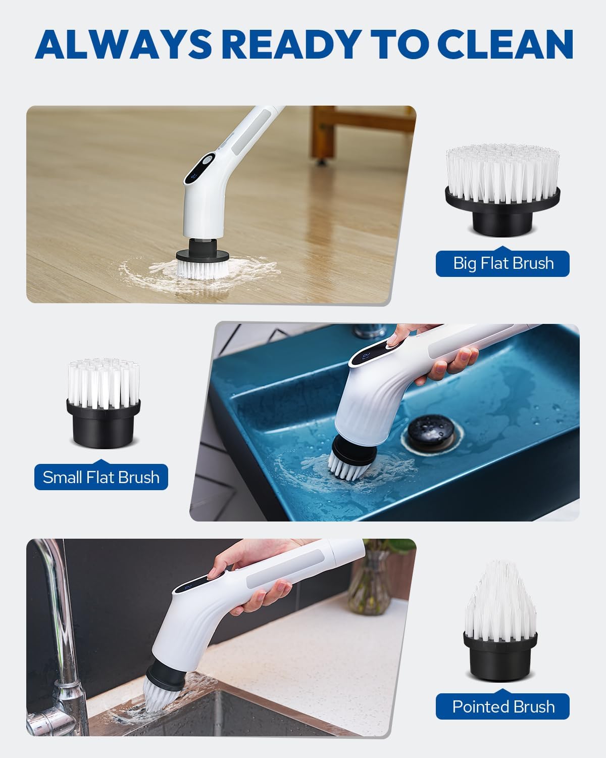 Electric Spin Scrubber for Cleaning - Upgraded Cordless Cleaning Brush Scrubber - IPX7 Waterproof Power Scrubber with 7 Brush Heads, Extended Handle and 2 Speeds for Bathroom Shower Bathtub Floor