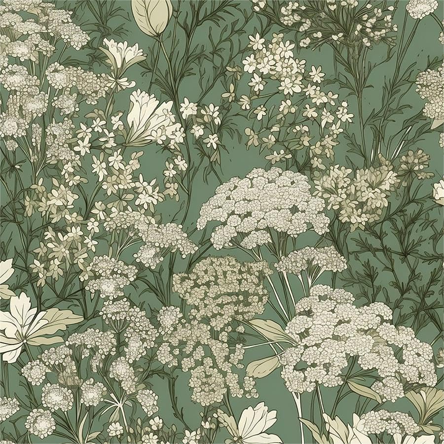 MuralPeel Dark Grey White Poppies Peony Floral Vintage Peel and Stick Wallpaper Self Adhesive Removable Easy Peel Off Stick on Wall Paper for Bedroom Cabinet Renter