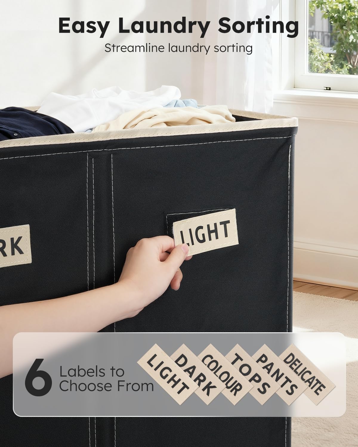 SOLEDI 180L Laundry Hamper 3 Section, Extra Large Laundry Hamper with Lid, Dirty Clothes Hamper with Sturdy Handle, Large Laundry Basket Organizer for Laundry Room, Bedroom, Hampers for Laundry