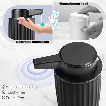 Automatic Soap Dispenser Foaming Touchless: 9oz Plastic Black - Rechargeable Electric Smart Auto Foam Soap Dispenser - Bathroom Kitchen Hand Dish Lotion
