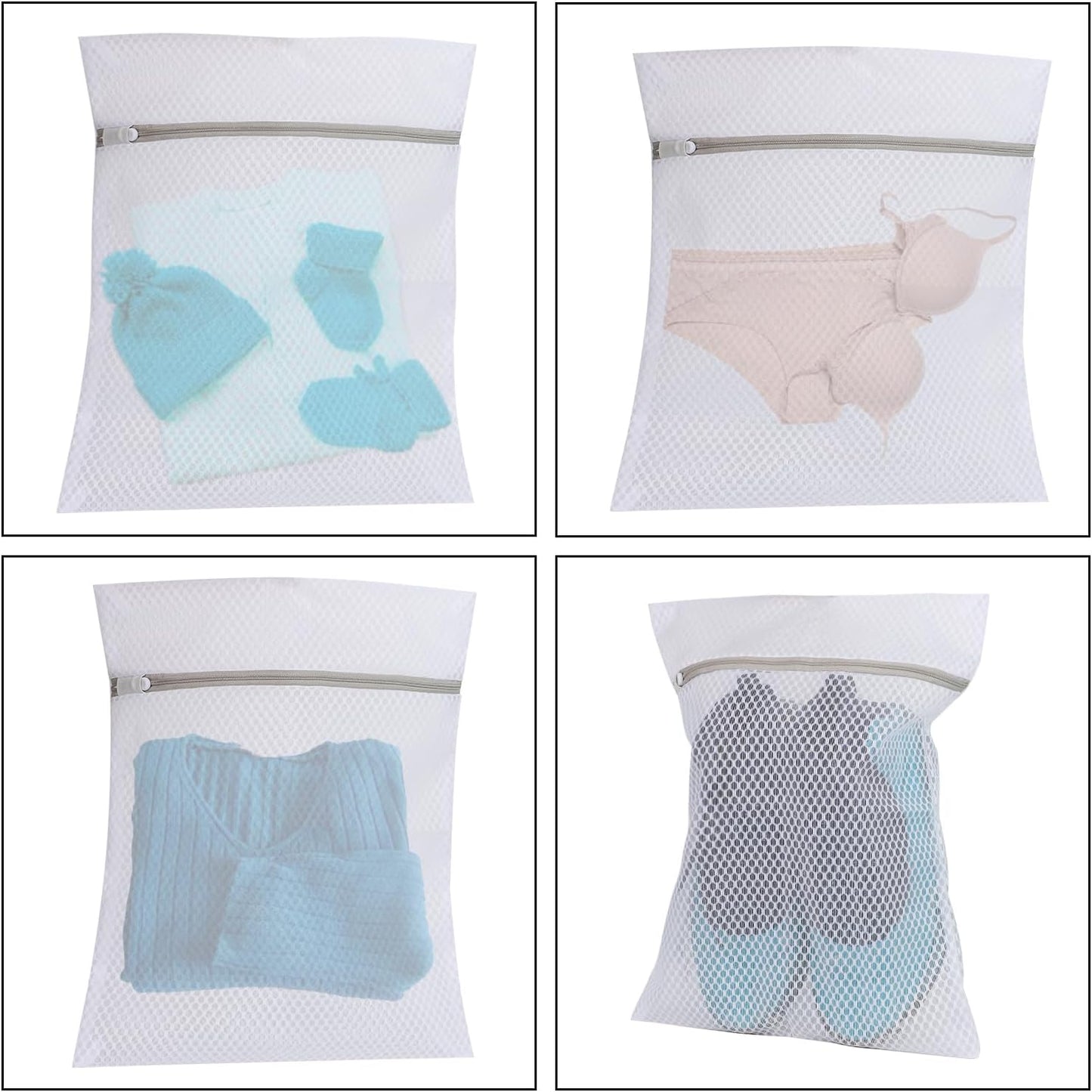 Set of 4 Mesh Laundry Bags, 12 x 16 Inches lingerie bags for washing delicates (4)