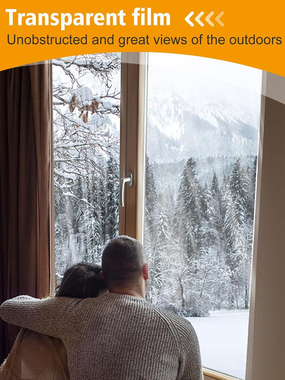 Apipi Patio Door Window Insulation for Winter - 87 x 236 in Thicken Sealing Plastic for Winterizing, Clear Shrink Film Cover Kit with Double-Side Tape for Large Window/ Sliding Door/French Door