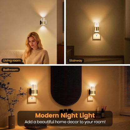LED Night Light, Dimmable Night Lights Plug into Wall [1-Pack], Acrylic Motion Sensor Nightlight, Adjustable Wall Lights for Bathroom, Hallway, Living Room, 3000K Warm White