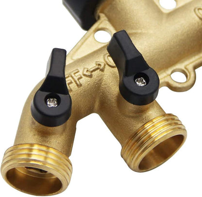 Biswing 2 Pack Garden Hose Splitter 2 Way, Heavy Duty Brass Connector Tap Splitter, Y Splitter 2 Valves with 4 Extra Rubber Washers