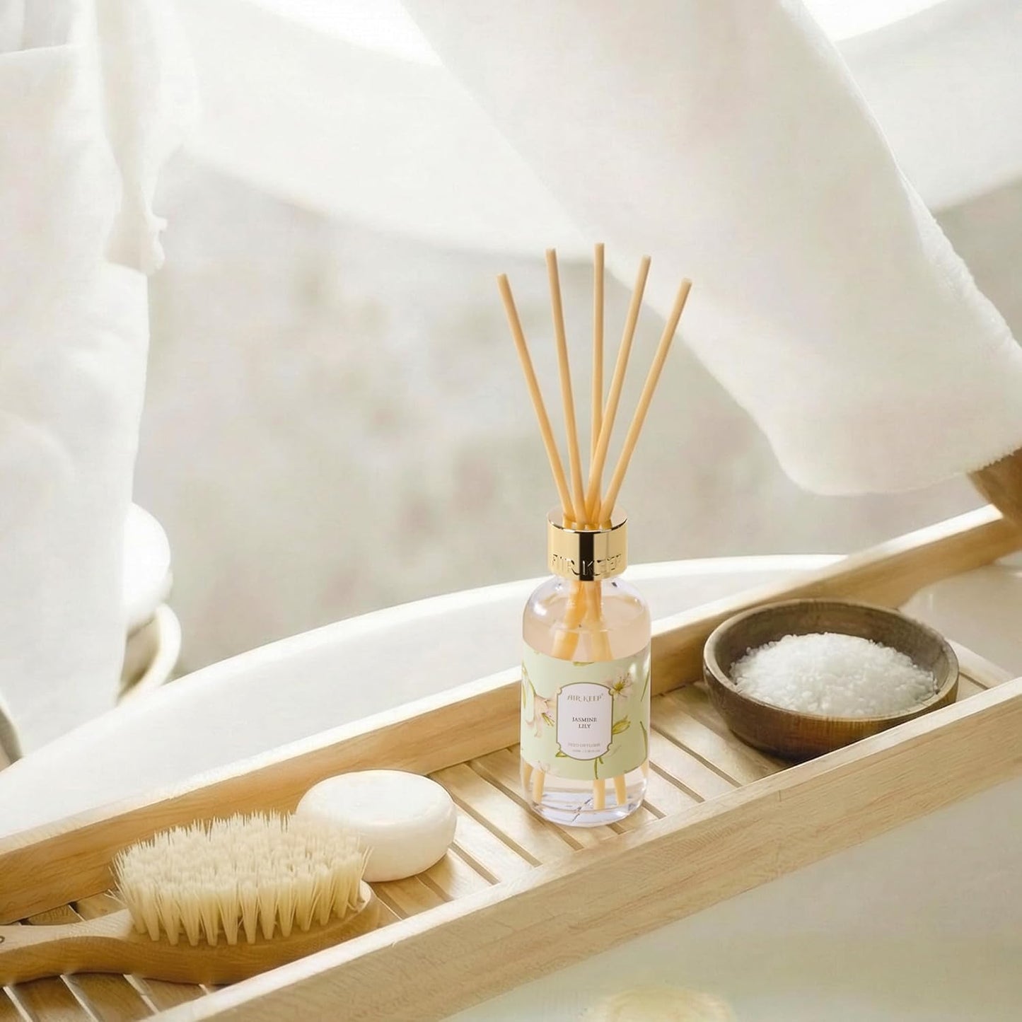 Airkeep Reed Diffuser Oil Set with Reed Sticks,Vanilla Aromatherapy Oil Scent Diffuser for Home Office Bathroom Decoration Perfume and Gifts 3.38 oz/100ml