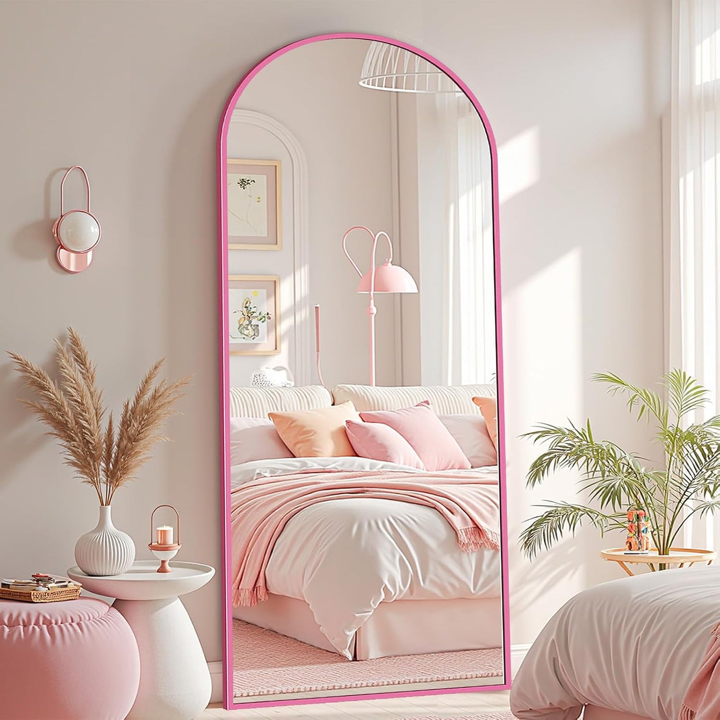 Full Length Mirror with Stand, 71"x28" Arched Full Body Large Stand Up Aluminum Frame Floor Standing Mirror, Freestanding Hanging Leaning Mounted for Bedroom Living Room Entryway Gold