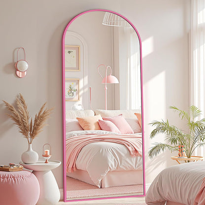 Full Length Mirror with Stand, 71"x28" Arched Full Body Large Stand Up Aluminum Frame Floor Standing Mirror, Freestanding Hanging Leaning Mounted for Bedroom Living Room Entryway Gold