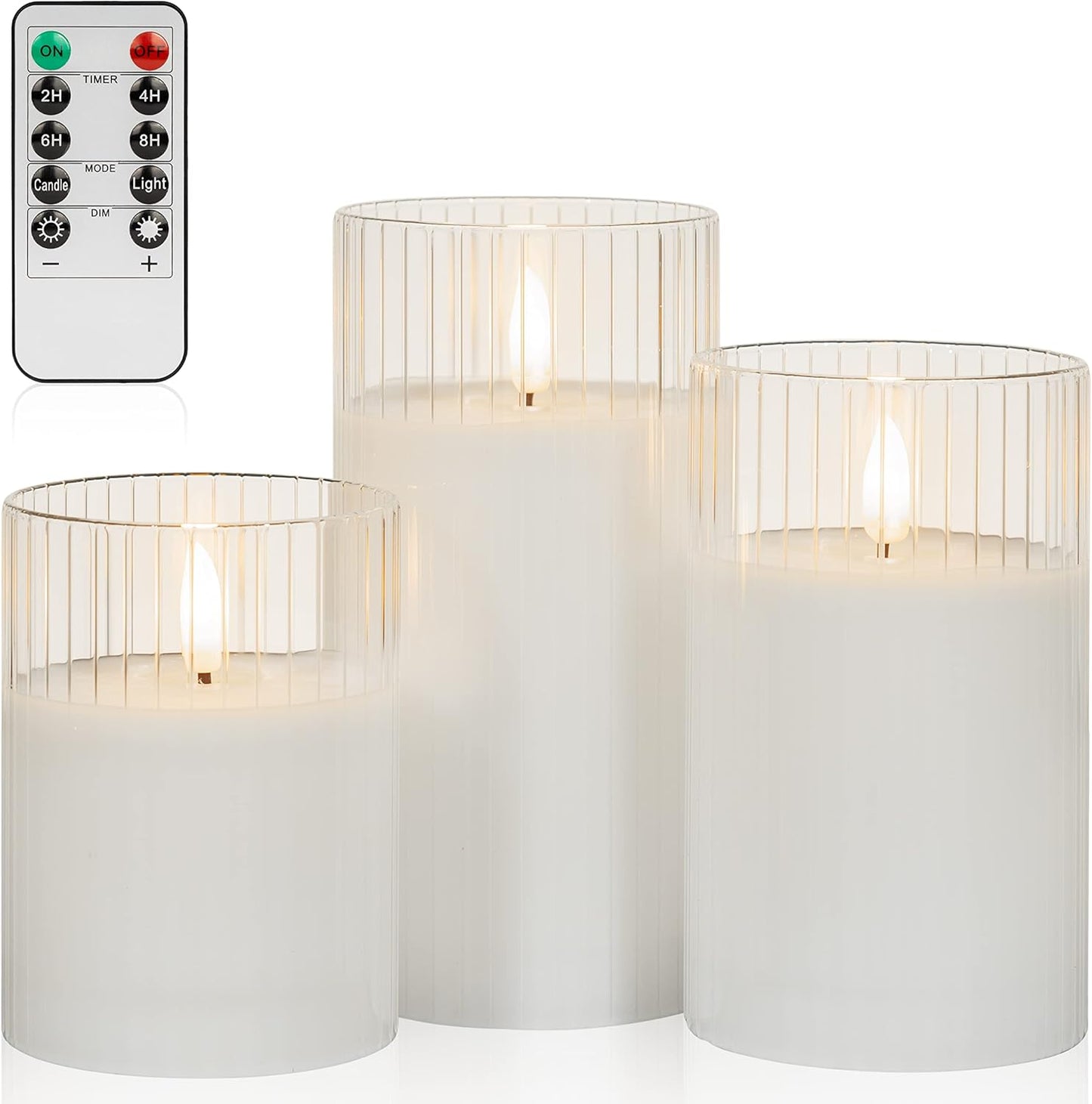 ANGELLOONG Flickering Flameless Candles, Realistic Battery Operated Candles with Remote and Timer, Set of 3 LED Candles for Room Fall Home Wedding Decor Centerpieces Table Party Valentines Decorations