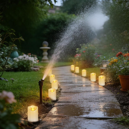 Outdoor Indoor Flameless Candles, Patented 3D Dual-LED, Set of 6 Slanted Top Durable Plastic Pillars with 2 Remotes & Timer, Non-Melting Waterproof Battery Candles for Patio Garden (Ivory)